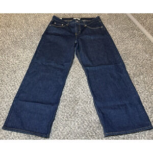 Levi's Premium Low Loose Women's Jeans Size 31 Dark Wash Denim Wide Leg Big E
